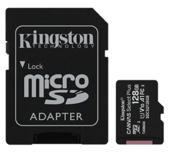 Kingston Micro SD Card 128GB  + Adapter Class 10 SDCS2/128GB