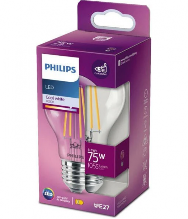 PHILIPS LED sijalica FILAMENT E27 8.5W NW 4000K