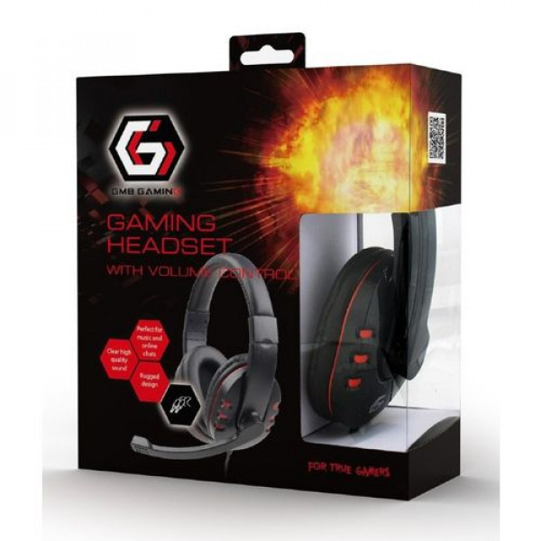 Gembird GHS-402 Gaming Headset with Volume Control, 3.5mm Stereo, Glossy Black