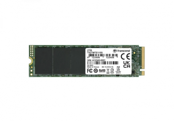 Transcend 2TB, M.2 2280, PCIe Gen3x4, NVMe, TLC, DRAM-less, Single-sided