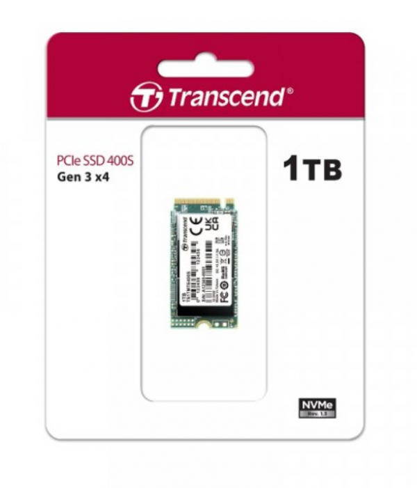 Transcend M.2 NVMe 1TB, 2242, PCIe Gen3x4, NVMe, 3D TLC, DRAM-less ( TS1TMTE400S )