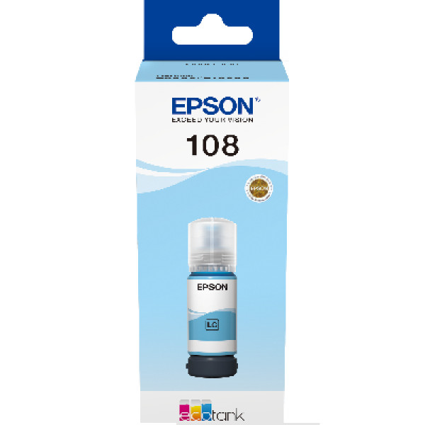 EPSON 108 EcoTank Light Cyan ink bottle, C13T09C54A