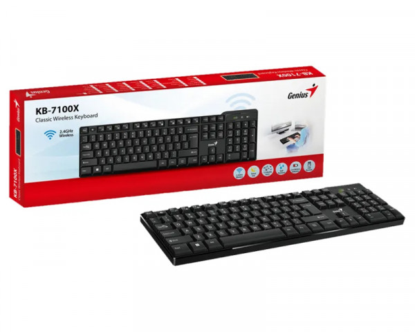 GENIUS KB-7100X Wireless USB US wireless crna tastatura 