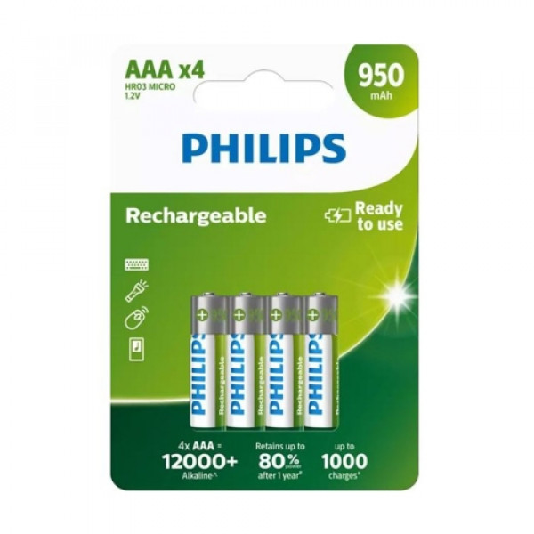 BATERIJA PHILIPS AAA 1.2V 950mAh punjive 4 kom