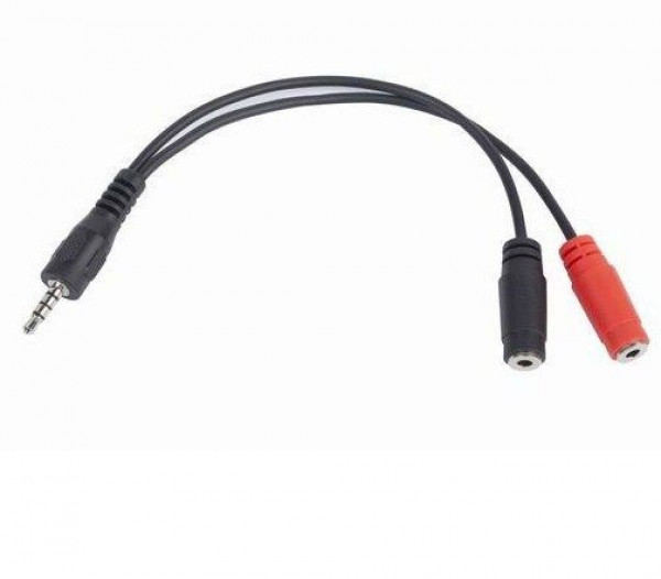 CCA-417 Gembird 2x 3.5 mm(slusalice i mikrofon) adapter na 1x 3.5mm(4 pin) cable, 0.2 m crni