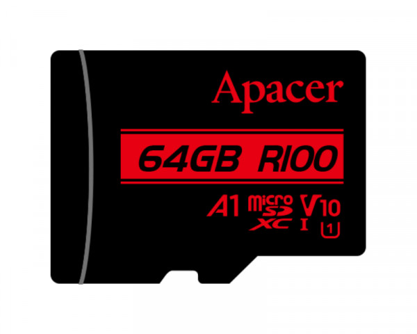 APACER Memorijska kartica microSDXC UHS-I U1 Class10 V10 A1 R100 64GB AP64GMCSX10UB-RA 