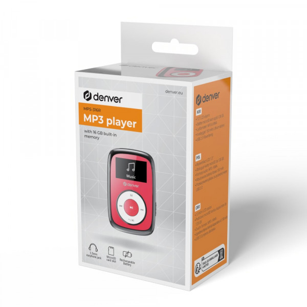 DENVER MPS-316R Red MP3 Plejer