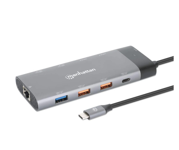 Docking station Manhattan 130714 10in1 USB-C - 2xHDMI5xUSBLANPD 100W