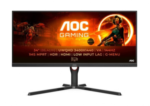 AOC monitor U34E2M 34''/VA,21:9/3440x1440/100Hz/4ms GtG/HDMIx2,DP/VESA/crna