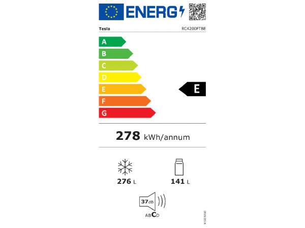 TESLA Frižider RC4200FTBE kombinovani/ Total NO Frost/ E/67x70,3x185/crna