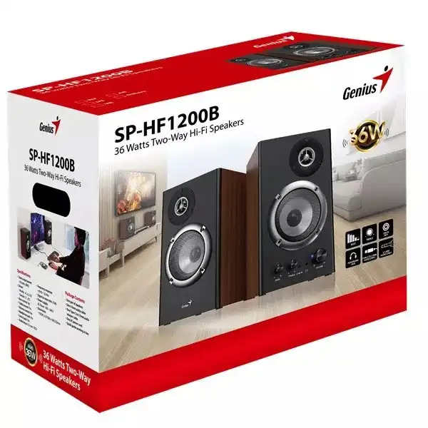 Genius SP-HF1200B,EU,100-240V, 2.0,wood,36W, 3.5mm