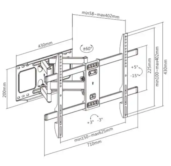 WM-80ST-02 Gembird TV nosac okretanje/tilt 37-80 VESA max.60x40cm, max 60kg, drzac