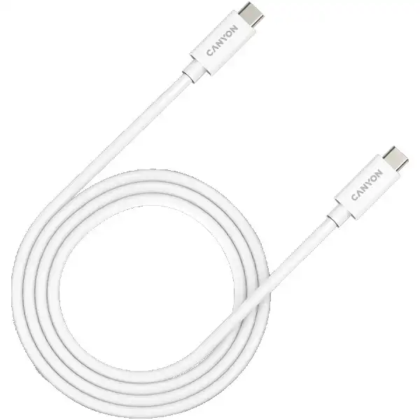 CANYON, U4-CC-5A1M-E, USB4 TYPE-C to TYPE-C cable assembly 40G 1m 5A 240W(ERP) with E-MARK, CE, ROHS, white ( CNS-USBC44W ) 