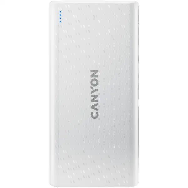 CANYON PB-106 Power bank 10000mAh Li-poly battery, Input 5V2A, Output 5V2.1A(Max), USB cable length 0.3m, 140*68*16mm, 0.24Kg, White ( CNE-